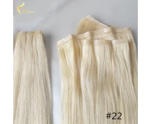 high quality light blonde pu hand knotted skin weft ,virgin brazilian hair skin weft extensions