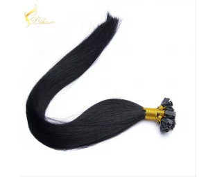 natural black human hair extensions ,virgin brazilian hair flat tip hair for women
