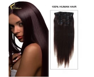 natural color full sets virgin hair clip in hair extensions #1b remy human hair