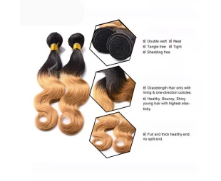 top quality two tone ombre colored hair weave bundles body wave 100% remy virgin human hair extension
