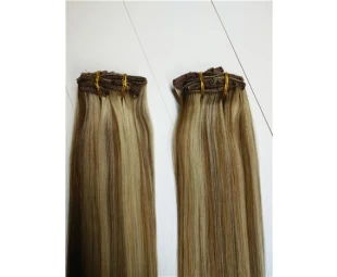 unprocessed brazilian hair double weft blond clip on remy hair extensions with lace