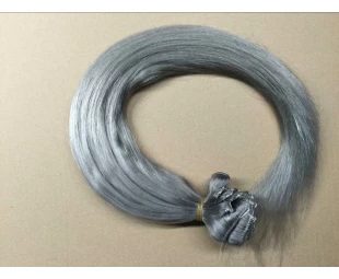 virgin remy grey color Brazilian clip in hair extension
