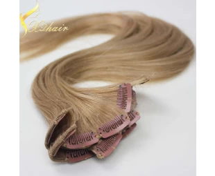 wholesale hot sale Top Grade AAAAA double drawn clip in hair extension human blond