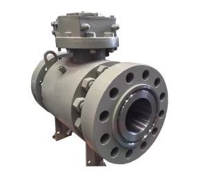 Worm gear operated 8'' 900LB A105 hard face trunnion mounted full port RTJ connection 3 pc ball valve