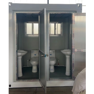 Kostengünstige mobile Fertigtoilette mit Spülung für die Baustelle