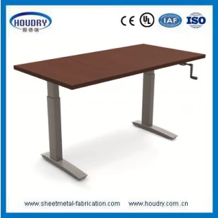 Cleaner safer adjustable hand crank standing desk with steel handle
