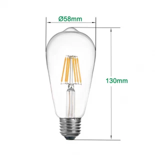Bombilla LED clásica de filamento ST58 8W