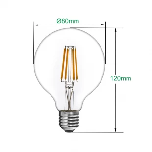 Bombilla LED de 7W regulable G80 Globe Filamento