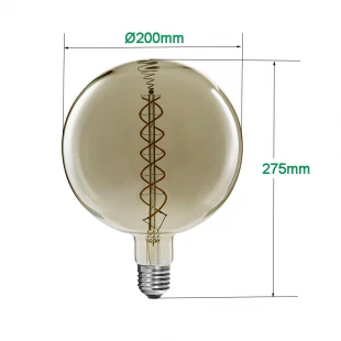 Ampoules à filament LED G200 FLEX DS, Chine Fabricant d'ampoules à filament LED FLEX DS, Ampoules à filament LED géantes à double spirale courbées