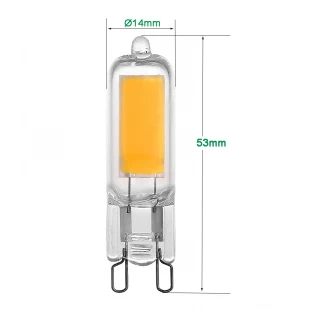 G9 LED bombillas de vidrio completo 3.5W COB, 35W equivalente halógeno G9 reemplazo