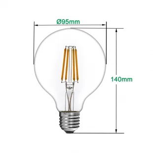 G95 7W светодиодные лампы накаливания с регулируемой яркостью