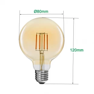 Vintage G80 4W LED filament light bulbs