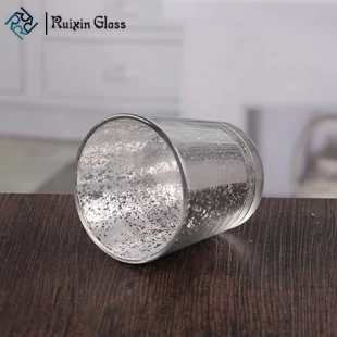 Suportes de vela de vidro de mercúrio de 3 polegadas Suporte pequeno de candelabro de prata