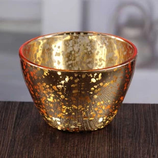 Preiswerte Glasschüssel geformte goldene Votivkerzenhaltergroßverkauf