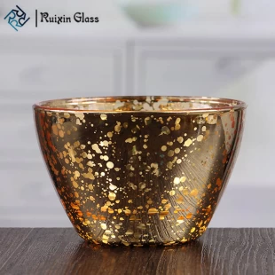 Tazón de vidrio barato en forma de vela de vela votiva de oro al por mayor
