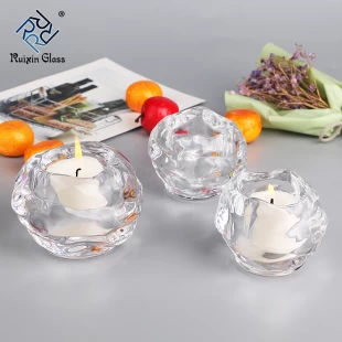 China ball shaped glass candlestick Lieferanten, transparente Kristall Kerzenhalter Großhandel