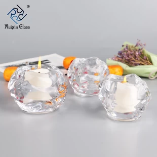 Proveedores de velas de cristal en forma de bola de China, candelabros de cristal transparente al por mayor