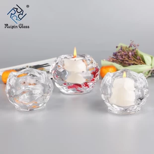 Proveedores de velas de cristal en forma de bola de China, candelabros de cristal transparente al por mayor
