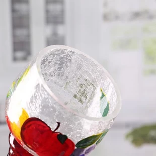 Porte-bougie en verre Crackle porte-gobelet rouge fournisseur décoratif de bougie