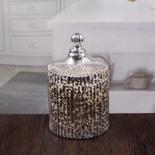 Suportes de vela de vidro de mercúrio criativos vasos de vela exclusivos a granel com tampas de abóbada