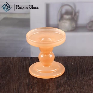 Pilar de vela de vidrio conjunto de vidrio naranja titular de la vela en venta