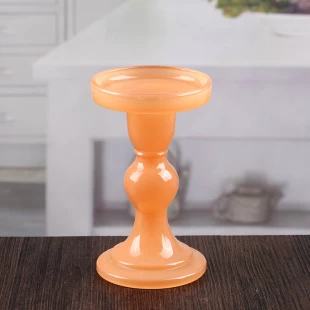 Glass tea light candle holder orange pillar candle holders wholesale