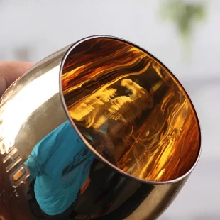 Bouchon de bougie en verre à base d'oeuf d'or en forme de bougeoir décoratif en gros