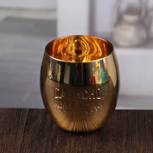 Golden egg shape vela de vidro castiçal decorativo atacado