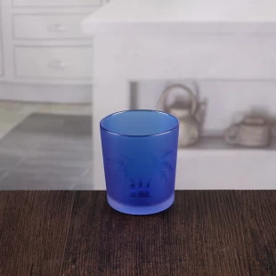 Porte-bougie en verre fait à la main chandeliers bleus