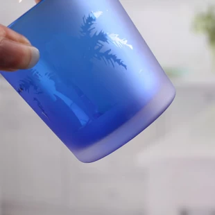 Porte-bougie en verre fait à la main chandeliers bleus