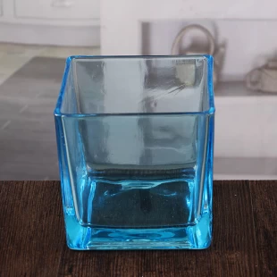 Large square candle holder blue glass votive candle holders wholesale