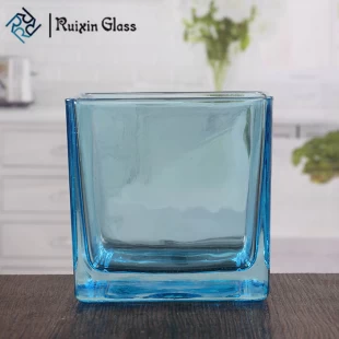 Grote vierkante glazen kaarsenhouders marineblauwe votive kandelaars groothandel