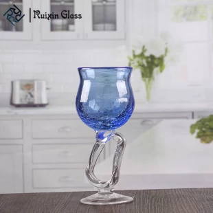 Castiçal de vela de cálice bonito castiçal de vidro azul atacado