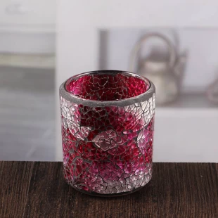 Sujetador de vela de cristal rojo pequeños candelero soportes mosaico candela apliques al por mayor