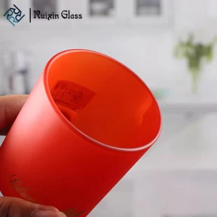 Portacandele votive in vetro rosso con logo personalizzabile