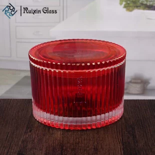 빨간 큰 라운드 캔들 홀더 유리 촛불 기본 제조 업체