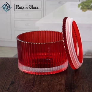 Castiçal redondo vermelho grande base de vela base de vidro