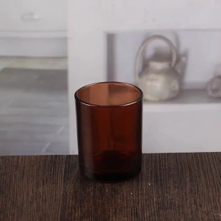 Small amber glass candle holder wishing candlestick wholesale