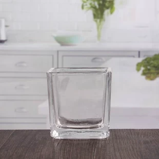 Kleine heldere glazen theelichthouders vierkante glazen kandelaars groothandel