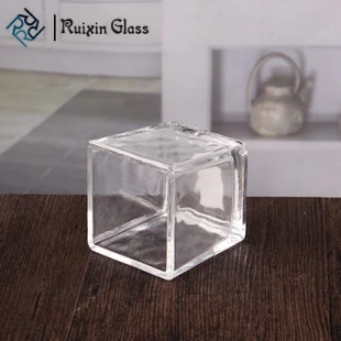 小さな透明なガラスtealightホルダー正方形のガラスキャンドルホルダー卸売