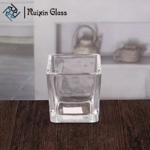 Pequenos titulares de vidro transparente para tealight castiçais de vidro quadrado atacado