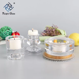 Small round 1.3 inch aromatherapy glass candle holders wholesale