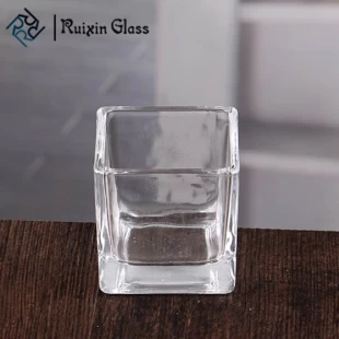 正方形のガラスキャンドルホルダーバルク透明なガラスキャンドルホルダー卸売