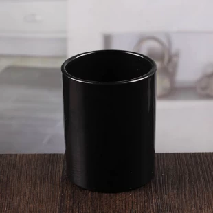 Wholesale 4 inch black glass candle jars glass candle holders in bulk