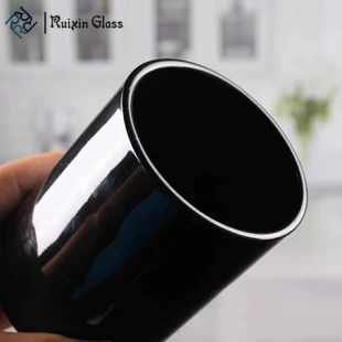 Venta al por mayor de 4 pulgadas de cristal negro vasos jarras de vidrio titular de la vela en granel
