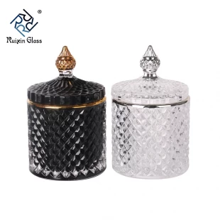 Wholesale discount glass cylinder candle holder with lid