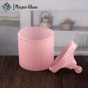Wholesale pretty candle holder pink candle jar with lid