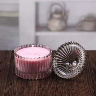 Großhandel gestreifte Kerzenhalter Herzstücke grau Kerzenständer mit Kuppel Deckel