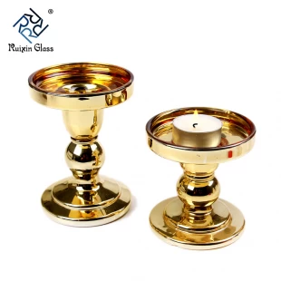 luxury dining table decoration metal pillar candle holder