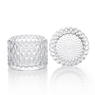 9x6.5cm Embossed Candle Holder Glass Container OEM and ODM 